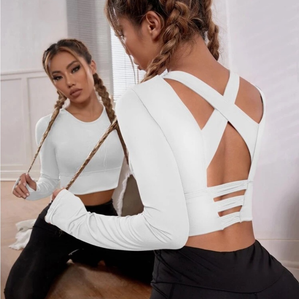 SHEIN Sport Studio Criss Cross Back Shirt